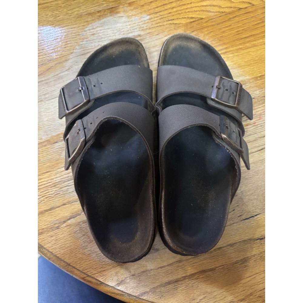 Birkenstock Arizona Unisex Brown Leather Two Strap Sandals Size W 9.5,‎ M 8